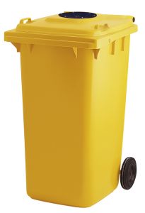 Container geel, 240 liter, met glasrozet