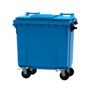 Container 770 liter vlak deksel, blauw