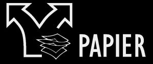 Sticker PAPIER, 120 x 50 mm, wit op transparant