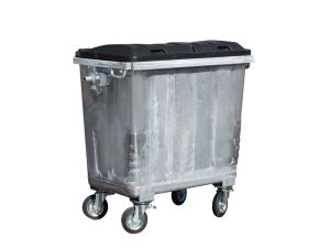 Stalen Container 770 liter met zwarte kunststof deksel