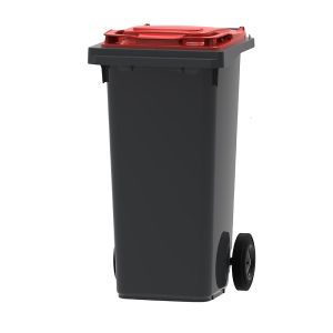 Container grijs/rood, 120 liter