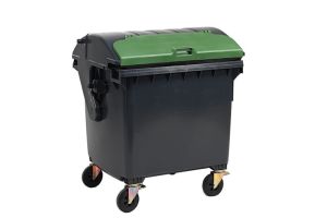 Container 1100 liter, grijs, met roldeksel grijs/groen