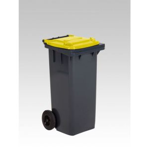 Container 120 liter grijs met gele deksel