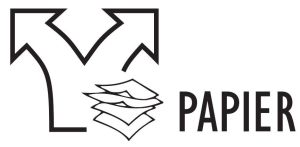 Sticker PAPIER, 120 x 50 mm, zwart op transparant