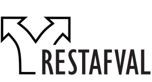 Sticker RESTAFVAL, 120x50 mm, zwart op transparant